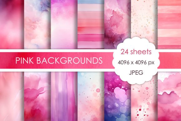 Download Set of Watercolor Pink Backgrounds - Set Collection