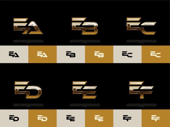 Download 6 Sets of EA-EF Initials Luxury Logos - Set Collection