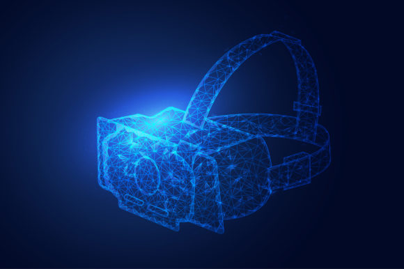 Download VR Camera Low Polygonal Blue Wireframe - Frame Collection