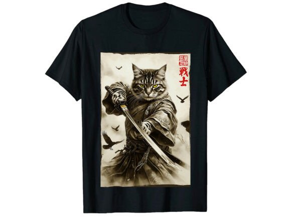 Download Zen Cat Japanese Samurai T-Shirt - Zen Collection