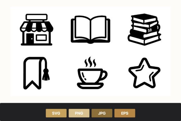 Download Book Coffee Store Icons Set - Set Collection