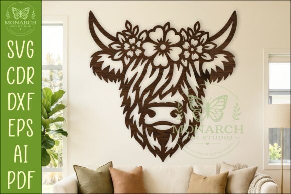 Download Floral Highland Cow Wall Sign SVG Decor - Eco Collection