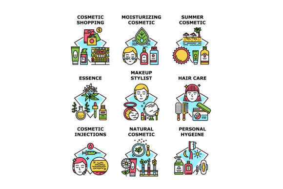 Download Cosmetic Hygiene Set Icons Vector - Set Collection