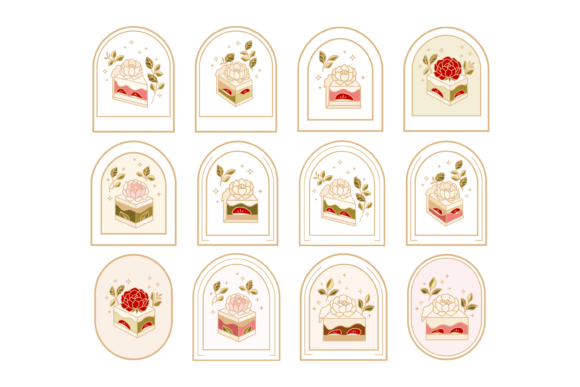 Download Cute Strawberry Cake Label &amp; Logo Set - Set Collection