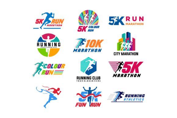 Download Run Sport Club Logo Templates Set - Set Collection