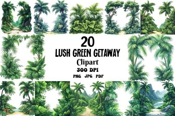 Download Lush Green Getaway Clipart Set - Set Collection