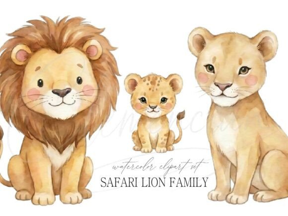 Download Safari Lion Family Clipart PNG Set - Set Collection