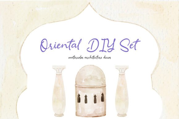 Download Oriental DIY Watercolor PNG Decor Set - Set Collection