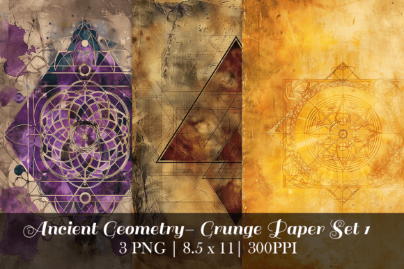 Download Ancient Geometry Grunge Paper Set 1 - Premium Resources